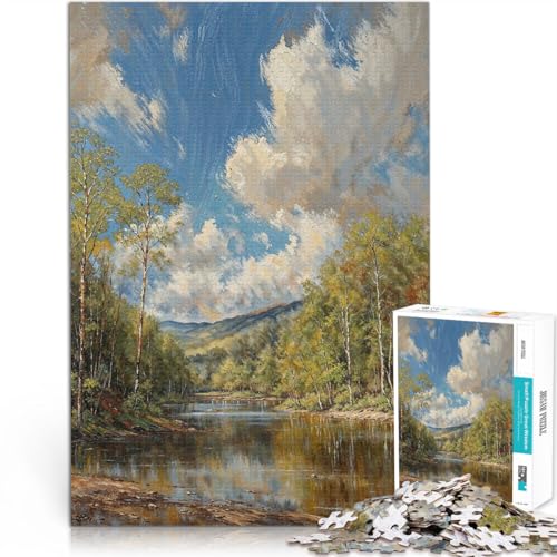 für Erwachsene 1000-teiliges Puzzle Gebirgsbach Aus Karton ab 14 Jahren Lernspielzeug-Herausforderung Tolle Geschenke und Spielzeuge。Größe：38x52cm/14.9x20.4Zoll von CHTLIFQ