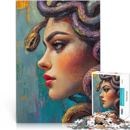 für Erwachsene Puzzles 1000 Teile Puzzles Künstlerische Malerei Medusa Aus Holz für und ab 14 Jahren Verbessern Sie Ihr Gedächtnis Geschenke für Freunde und Familie。Größe：50x75cm/19.6x29.5Zoll von CHTLIFQ