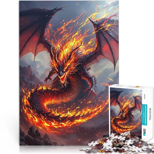 für Erwachsene Puzzles 2000 Teile Puzzles Ölgemälde „Feuriger Drache“ Aus Karton für und ab 14 Jahren Anti-Stress-Lernspielzeug Geburtstagsgeschenk, Geschenke, Wandkunst。Größe：70x100cm/27.5x39.3Zoll von CHTLIFQ