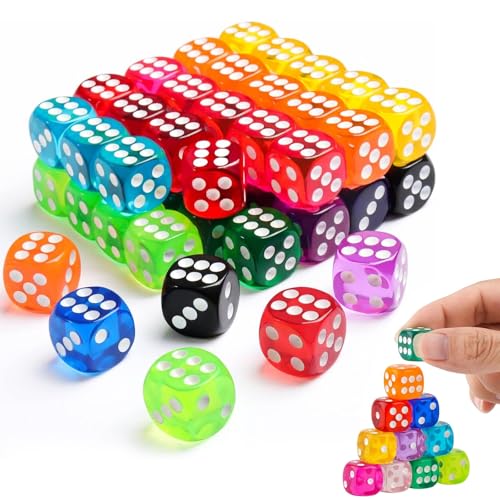 CHUANFU 50 Stück Würfel, Bunt Würfel Set, 14mm Spielwürfel mit Runden Ecken, 6 Seitige Acrylwürfel mit Aufbewahrungsbox, für Würfelspiele Tischspiele Bar KTV Party Tutoring, 10 Farben CHUANFU 50 Stück Würfel, Bunt Würfel Set, 14mm Spielwürfel mit Runden Ecken, 6 Seitige Acrylwürfel mit Aufbewahrungsbox, für Würfelspiele Tischspiele Bar KTV Party Tutoring, 10 Farben von CHUANFU