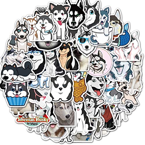 CHUANGOU 50 Stück Aufkleber Hund Husky, Aufkleber, modisch, einzigartig, für Laptop, Motorrad, Skateboard, Gepäck von CHUANGOU