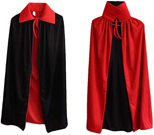 CHUANGOU Vampir-Umhang，Rot Reversible Kleid Vampir-Umhang，Zauberumhang Dämonen Umhang ，Schwarz und Rot, für Halloween-Party, 90cm .Partyzubehör von CHUANGOU