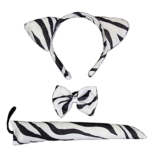 CO Orangext 3-teiliges Set Kinder Zebra-Kostüm lustige Zebra-Ohren Stirnband Schwanz Tiere Cosplay von CHUANGOU