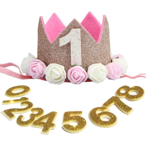 Geburtstagskrone，Krone Stoff Geburtstagskrone，für Stoffkrone Geburtstagskrone Partyhut mit Zahlen den 0-8. von CHUANGOU