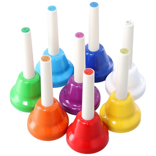 CHUENHEI 8 Stück Handglocken Set, 8 Noten Bunt Handglocken, Diatonische Metall Glocken Bunte Musikalische Glocken Hand Glocke Musik Früherziehung für Festival, Musikunterricht CHUENHEI 8 Stück Handglocken Set, 8 Noten Bunt Handglocken, Diatonische Metall Glocken Bunte Musikalische Glocken Hand Glocke Musik Früherziehung für Festival, Musikunterricht von CHUENHEI
