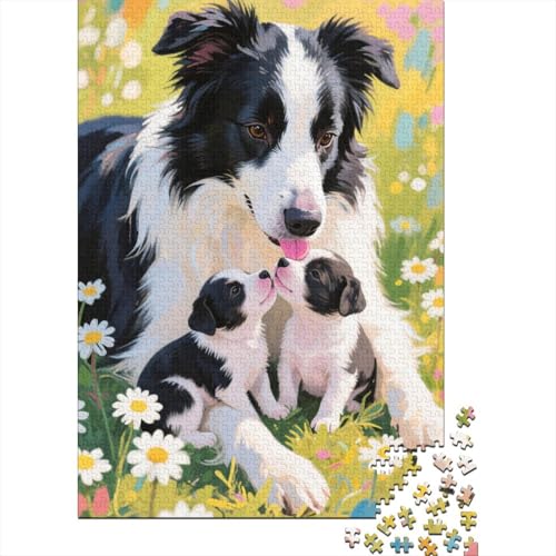 Border Collie Puzzle 1000-teilige Schwer Puzzle Spielzeug Pädagogisches Spiel Impossible Herausforderung Spielzeug Für Erwachsene Und Kinder Ab 14 Jahren 1000pcs (75x50cm) von CHUIYUFULAN