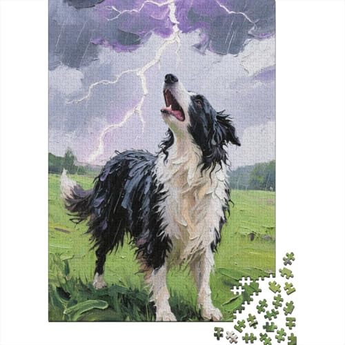 Border Collie Puzzle 1000-teilige Schwer Puzzle Spielzeug Pädagogisches Spiel Impossible Herausforderung Spielzeug Für Erwachsene Und Kinder Ab 14 Jahren 1000pcs (75x50cm) von CHUIYUFULAN