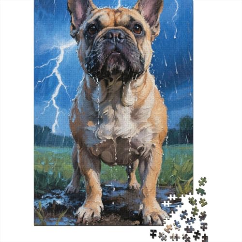 Französischer Bulldog ge Puzzle 1000-teilige Schwer Puzzle Spielzeug Pädagogisches Spiel Impossible Herausforderungsspielzeug Für Erwachsene Und Kinder Ab 14 Jahren 1000pcs (75x50cm) von CHUIYUFULAN