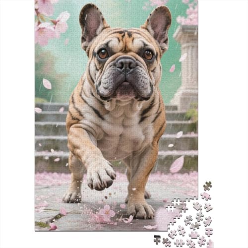 Französischer Bulldog ge Puzzles 1000 Teile Schwer Puzzle Spielzeug Lernspiel Impossible Herausforderung Spielzeug Für Erwachsene Kinder 1000pcs (75x50cm) von CHUIYUFULAN
