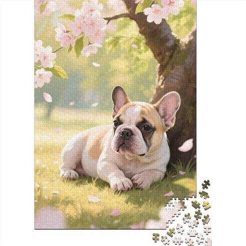 Französischer Bulldog ge Puzzles 1000-teilige Schwer Puzzle Spielzeug Lernspiel Impossible Herausforderungsspielzeug Für Erwachsene Und Kinder in Bewährter 1000pcs (75x50cm) von CHUIYUFULAN