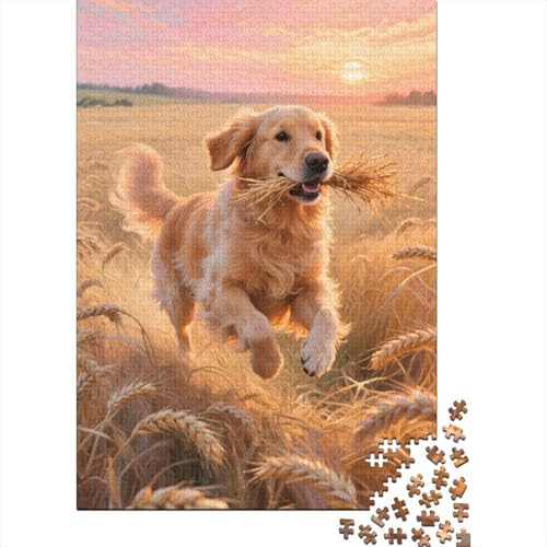 Golden-Retriever Puzzles 1000 Teile Schwer Puzzle Spielzeug Pädagogisches Spiel Impossible Herausforderungsspielzeug Für Erwachsene Kinder 1000pcs (75x50cm) von CHUIYUFULAN