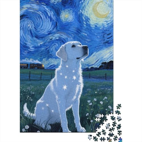 Labrador-Retriever Puzzle 1000 Teile Schwer Puzzle Spielzeug Lernspiel Impossible Herausforderung Spielzeug Für Erwachsene Kinder 1000pcs (75x50cm) von CHUIYUFULAN
