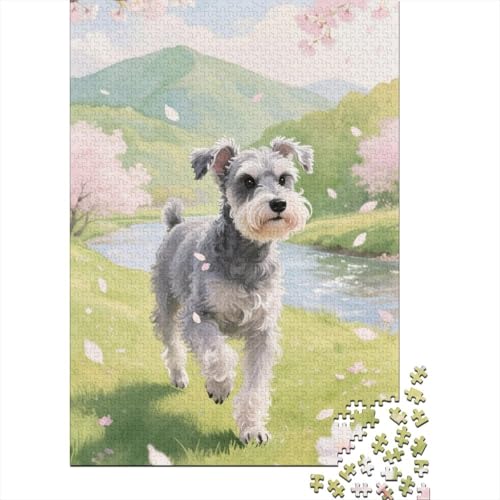 Miniature-Schnauzer Puzzle 1000-teilige Schwer Puzzle Spielzeug Lernspiel Impossible Herausforderungsspielzeug Für Erwachsene Kinder 1000pcs (75x50cm) von CHUIYUFULAN