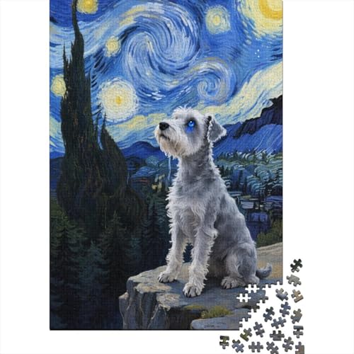 Miniature-Schnauzer Puzzles 1000 Teile Schwer Puzzle Spielzeug Pädagogisches Spiel Impossible Herausforderung Spielzeug Für Erwachsene Kinder 1000pcs (75x50cm) von CHUIYUFULAN