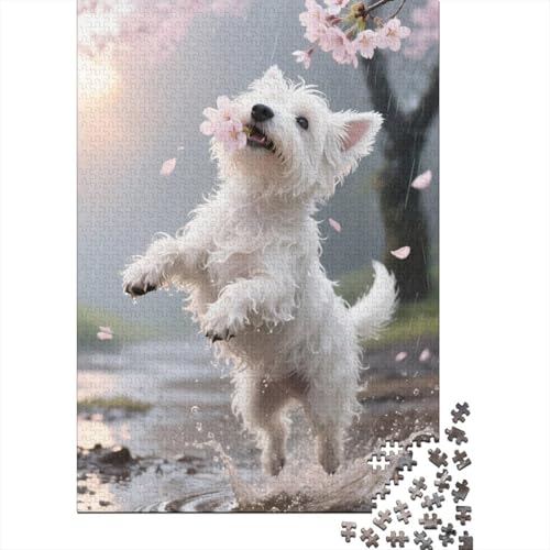 West Highland Weißer Terrier Puzzle 1000-teilige Schwer Puzzle Spielzeug Lernspiel Impossible Herausforderung Spielzeug Für Erwachsene Und Kinder in Bewährter 1000pcs (75x50cm) von CHUIYUFULAN