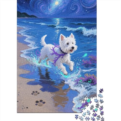 West Highland Weißer Terrier Puzzles 1000 Teile Schwer Puzzle Spielzeug Pädagogisches Spiel Impossible Herausforderung Spielzeug Für Erwachsene Und Kinder in Bewährter 1000pcs (75x50cm) von CHUIYUFULAN