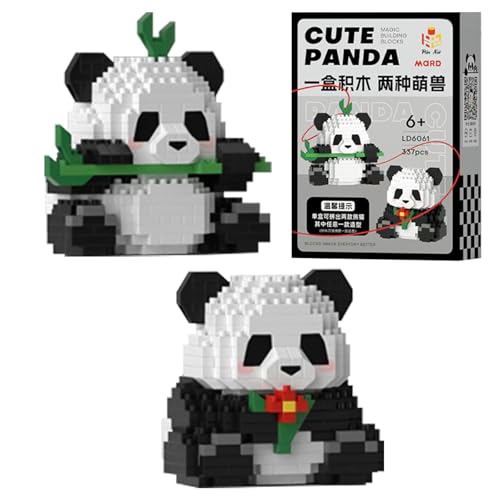 CHUNLINLAODA 2 In 1 Panda Bausteine Set Mini Bausteine Panda Niedlich Panda Bricks Klemmbausteine Tiere Bauspielzeugsteine Geschenke für Erwachsene, Kinder, für Kinder ab 9+ Jahren (A) von CHUNLINLAODA