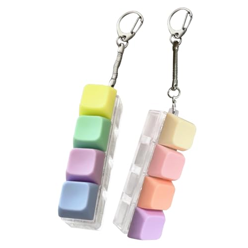 CHUNLINLAODA 2 Stück Tastatur Fidget Spielzeug, Fidget-Schlüsselanhänger in 4 Farben, Tastatur Fidget Klicker, Lustig Button Fidget Spielzeug zur Dekompression Dekoration (A) von CHUNLINLAODA