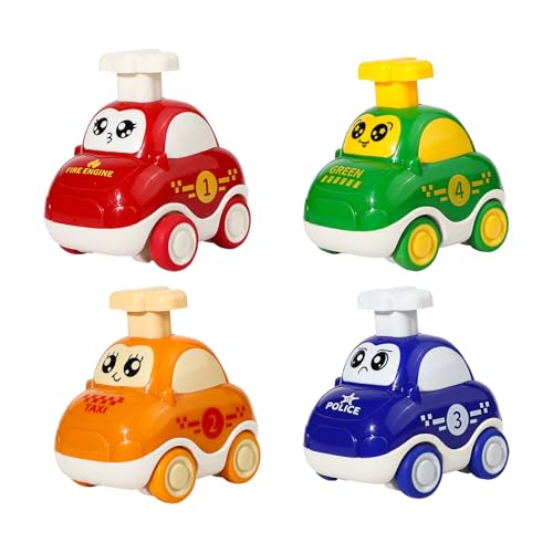 CHUNLINLAODA 4 PCS Baby Aufziehauto Baby Auto Spielzeug Press and Go Spielzeugautos AUT-o Spielzeug BAB-y Auto Rennwagen Kinderspielzeug Geschenk für Kinder Jungen Mädchen Lernspielzeug von CHUNLINLAODA