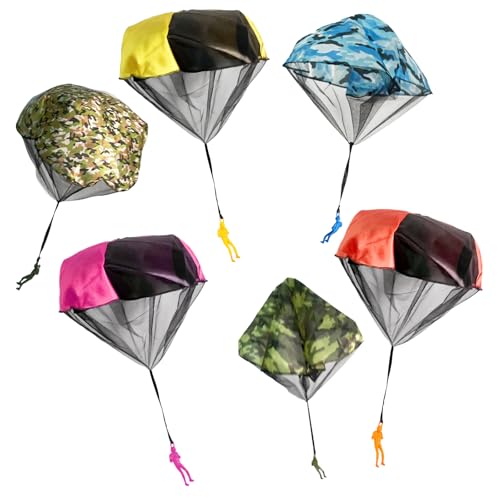 CHUNLINLAODA 6 Stück Kinder Fallschirmspringer Spielzeug Fallschirm Spielzeug Handwurf Armee Männer Fallschirm Spielzeu/g aufregendes Outdoor Flugspielzeug für Kinder und Erwachsene (Armeegrün) von CHUNLINLAODA