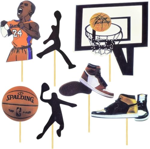 CHUNLINLAODA Basketball Tortendeko, 7 Stück Basketball Cake Topper Basketball Happy Birthday zum Geburtstag Cake Topper Geburtstag Party Deko Party Supplies Dekor Gefälligkeiten von CHUNLINLAODA