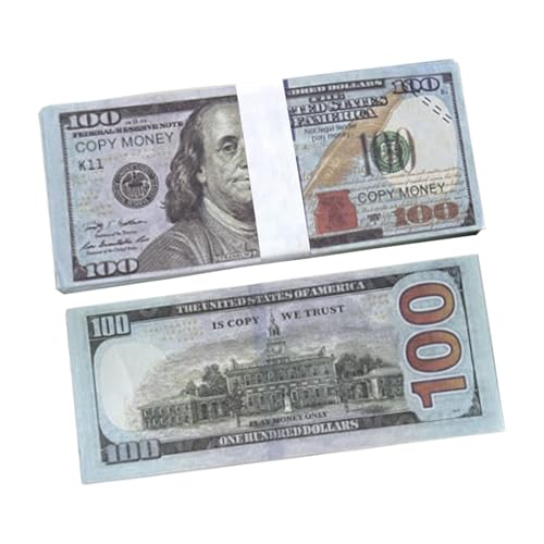 CHUNLINLAODA Prop Money 100 Blätter 100 $, Dollar Scheine, Dollar Fake Scheine, Fake Geld, Spielgeld Für Kinder Kaufladen, Spielgeld Kinder Für Mathe, Zählen Und Währungskenntnisse von CHUNLINLAODA