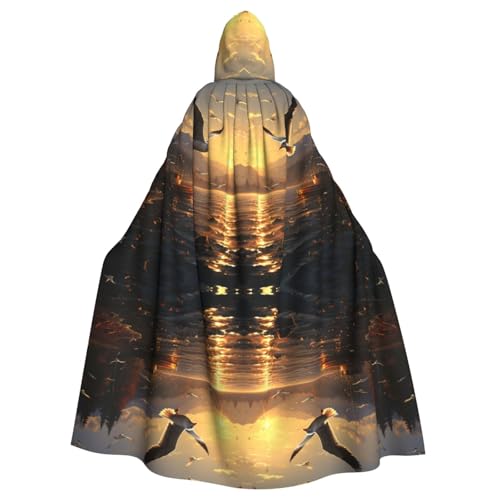 CHUNMINW Gunsan Print Kapuzenumhang Halloween Umhang Lustiger Robe für Uni Erwachsene Cosplay Hexe Wikinger Kostüm von CHUNMINW