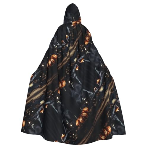 CHUNMINW Happy Halloween Print Kapuzenumhang Halloween Umhang Lustiger Robe für Uni Erwachsene Cosplay Hexe Wikinger Kostüm von CHUNMINW