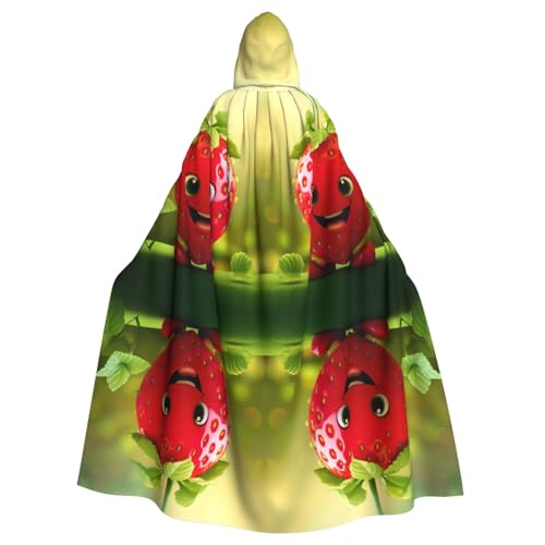 CHUNMINW Kapuzenumhang mit Cartoon-Erdbeer-Druck, Halloween-Umhang, lustiger Bademantel für Erwachsene, Cosplay, Hexe, Wikinger-Kostüm CHUNMINW Kapuzenumhang mit Cartoon-Erdbeer-Druck, Halloween-Umhang, lustiger Bademantel für Erwachsene, Cosplay, Hexe, Wikinger-Kostüm von CHUNMINW