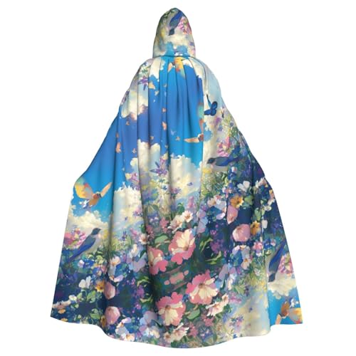 CHUNMINW Kapuzenumhang mit Vögeln, Blumen, Schmetterling, Aufdruck, Halloween-Umhang, lustiger Bademantel für Erwachsene, Cosplay, Hexe, Wikinger-Kostüm CHUNMINW Kapuzenumhang mit Vögeln, Blumen, Schmetterling, Aufdruck, Halloween-Umhang, lustiger Bademantel für Erwachsene, Cosplay, Hexe, Wikinger-Kostüm von CHUNMINW
