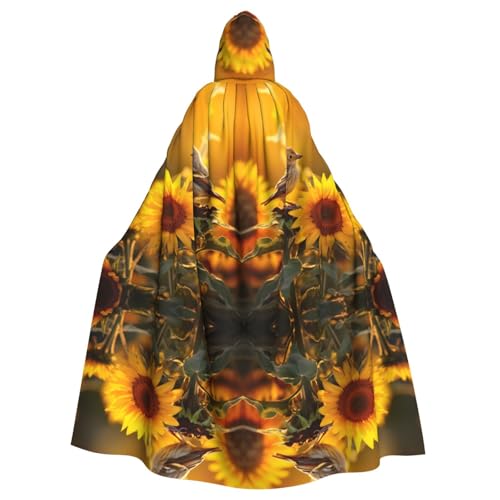 CHUNMINW Kapuzenumhang mit Vögeln und Sonnenblumen-Aufdruck, Halloween-Umhang, lustiger Bademantel für Uni, Erwachsene, Cosplay, Hexe, Wikinger-Kostüm CHUNMINW Kapuzenumhang mit Vögeln und Sonnenblumen-Aufdruck, Halloween-Umhang, lustiger Bademantel für Uni, Erwachsene, Cosplay, Hexe, Wikinger-Kostüm von CHUNMINW