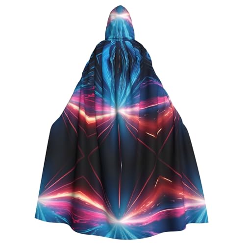 CHUNMINW Neon Party Geometrischer Druck Kapuzenumhang Halloween Umhang Lustiger Robe für Uni Erwachsene Cosplay Hexe Wikinger Kostüm von CHUNMINW