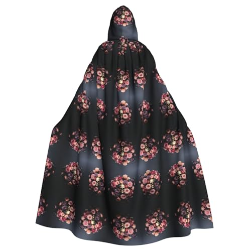 CHUNMINW Skelett-Totenkopf mit Blumendruck, Kapuzenumhang, Halloween-Umhang, lustiger Robe für Uni, Erwachsene, Cosplay, Hexe, Wikinger-Kostüm CHUNMINW Skelett-Totenkopf mit Blumendruck, Kapuzenumhang, Halloween-Umhang, lustiger Robe für Uni, Erwachsene, Cosplay, Hexe, Wikinger-Kostüm von CHUNMINW