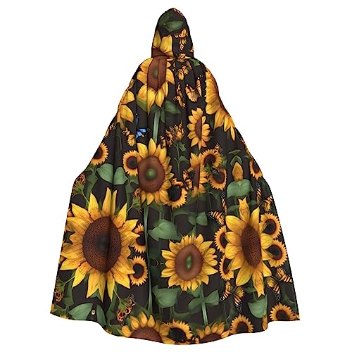 CHUNMINW Sonnenblumen-Umhang mit Schmetterlingen, Kunstdruck, Kapuzenumhang, Halloween-Umhang, lustiger Bademantel für Uni, Erwachsene, Cosplay, Hexe, Wikinger-Kostüm CHUNMINW Sonnenblumen-Umhang mit Schmetterlingen, Kunstdruck, Kapuzenumhang, Halloween-Umhang, lustiger Bademantel für Uni, Erwachsene, Cosplay, Hexe, Wikinger-Kostüm von CHUNMINW