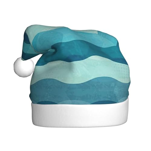 CHUNMINW Weihnachtsmütze für Damen, Erwachsene, Samt-Weihnachtsmütze, Plüsch-Weihnachtsmütze mit blauem Wellenmuster CHUNMINW Weihnachtsmütze für Damen, Erwachsene, Samt-Weihnachtsmütze, Plüsch-Weihnachtsmütze mit blauem Wellenmuster von CHUNMINW