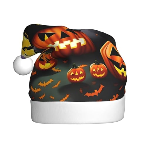 CHUNMINW Weihnachtsmütze mit Aufschrift "Happy Halloween-Tag", personalisierbar, für Damen, Erwachsene, Samt, Weihnachtsmütze, Plüsch-Weihnachtsmütze CHUNMINW Weihnachtsmütze mit Aufschrift "Happy Halloween-Tag", personalisierbar, für Damen, Erwachsene, Samt, Weihnachtsmütze, Plüsch-Weihnachtsmütze von CHUNMINW