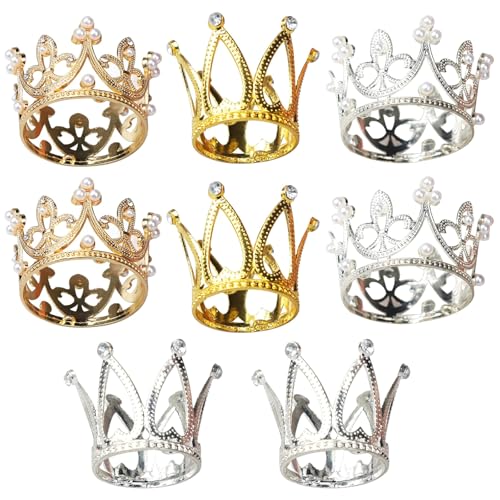 CHarmeFleur 8 Stück Krone Kuchen Toppers Gold Silber Kleine Krone Königin Mini Krone Prinzessin Kopfbedeckung Mini Tiara Kuchen Dekoration für Frauen Dame Mädchen Braut CHarmeFleur 8 Stück Krone Kuchen Toppers Gold Silber Kleine Krone Königin Mini Krone Prinzessin Kopfbedeckung Mini Tiara Kuchen Dekoration für Frauen Dame Mädchen Braut von CHarmeFleur