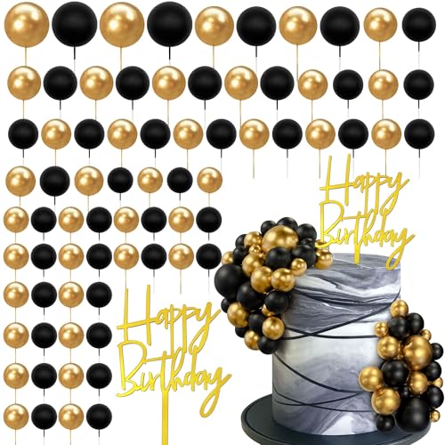 CharmeFleur 75 Stück Schwarz Gold Kuchen Deko Kugeln Happy Birthday Einsteckkarten Für DIY Kuchen Deko Baby Shower Hochzeit CharmeFleur 75 Stück Schwarz Gold Kuchen Deko Kugeln Happy Birthday Einsteckkarten Für DIY Kuchen Deko Baby Shower Hochzeit von CHarmeFleur