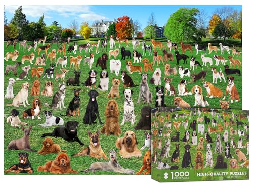 1000 Teile Puzzle für Erwachsene - 101 Rasenwelpen im Hunde Park - Fotopuzzle Welpengruppe von CHengQiSM