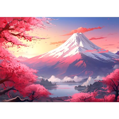 1000 Teile Puzzle für Erwachsene - Eisberg Sakura Puzzle 1000 Teile Kirschblüten Puzzles für Erwachsene 1000 Teile Mount Fuji Painting Puzzle Senior von CHengQiSM