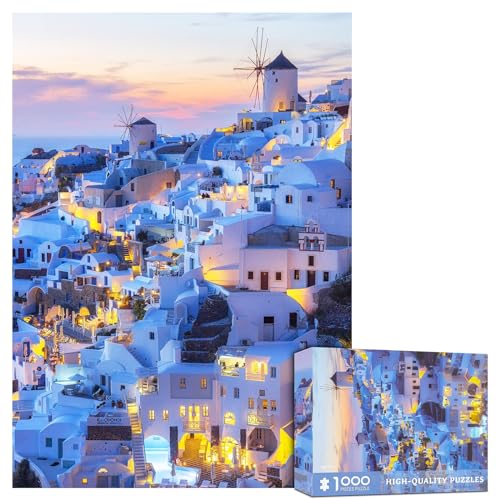 1000 Teile Puzzle für Erwachsene - Santorini Landschaft Puzzles für Erwachsene 1000 Teile Skyline Sonnenuntergang Puzzle 1000 Teile Griechenland Gebäude Puzzle 1000 Teile Landschaft von CHengQiSM