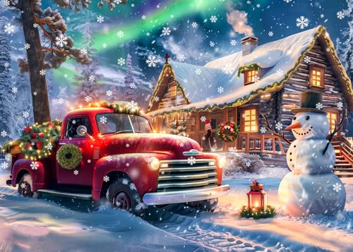 2024 Weihnachten Puzzle 1000 Teile für Erwachsene - Schneenacht Weihnachtspuzzle Festival von CHengQiSM