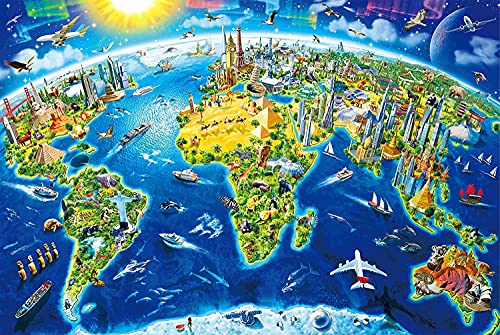 Puzzles für Erwachsene, 1000 Teile, verbesserte Version, 70 x 50 cm, Weltsehenswürdigkeiten, Lernspiele, Gehirn-Herausforderung, Puzzles für Erwachsene und Kinder von CHengQiSM