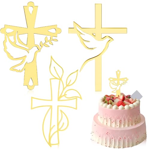 CHmiss Acrylic Cake Topper, 3 Stück Cross Cake Topper, Gold, Für Wedding, Birthday, Party & More CHmiss Acrylic Cake Topper, 3 Stück Cross Cake Topper, Gold, Für Wedding, Birthday, Party & More von CHmiss