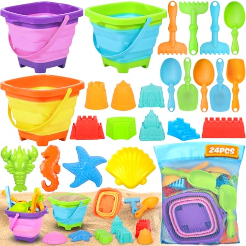 CIANBIFN 24 Stück Sandspielzeug Strandspielzeug Kinder, Sandkasten Spielzeug Kinder mit Faltbarer Eimer, Sandförmchen, Tasche, Sandschaufel, ab 2 3 4 5 Jahre Mädchen Junge CIANBIFN 24 Stück Sandspielzeug Strandspielzeug Kinder, Sandkasten Spielzeug Kinder mit Faltbarer Eimer, Sandförmchen, Tasche, Sandschaufel, ab 2 3 4 5 Jahre Mädchen Junge von CIANBIFN