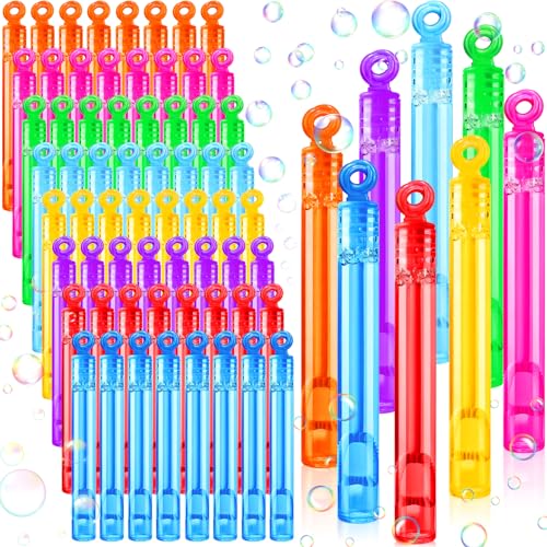 CIANBIFN 64 Stück Mini Seifenblasen Kinder, Seifenblasenpfeife Seifenblasen Kleinmit 8 Farben, Seifenblasen Kinder Mitgebsel für Kindergeburtstag, Hochzeit, Halloween, Seifenblasen Set für Kinder von CIANBIFN