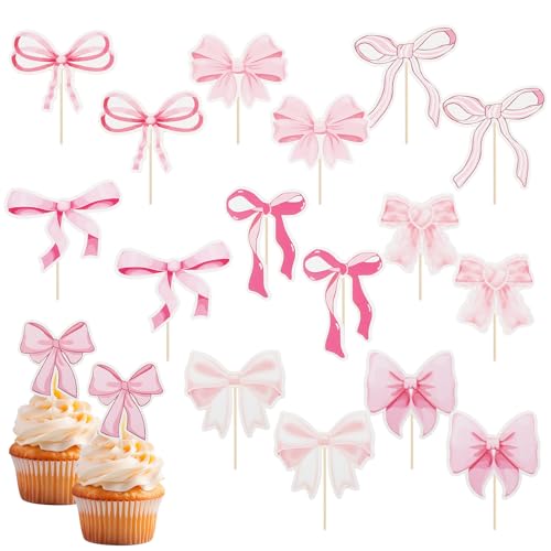18 Stück rosa Schleife Cupcake Toppers, 9 Muster niedlich Bowknot Cupcake Toppers Picks, Bow Ribbon Themed Party Dekorationen, rosa Bögen Geburtstag Dekor für Hochzeit Baby Dusche Bachelorette Party 18 Stück rosa Schleife Cupcake Toppers, 9 Muster niedlich Bowknot Cupcake Toppers Picks, Bow Ribbon Themed Party Dekorationen, rosa Bögen Geburtstag Dekor für Hochzeit Baby Dusche Bachelorette Party von CIATBYYJ