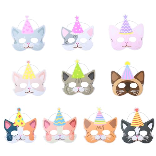 20 Stück Katzen-Party-Masken, Kätzchen-Thema, Geburtstagsdekoration für Kinder, Verkleidungen und Spielzubehör, Kätzchen-Geburtstagsmasken, Gastgeschenke für Katzen, Miau, Tierthema, Geburtstage 20 Stück Katzen-Party-Masken, Kätzchen-Thema, Geburtstagsdekoration für Kinder, Verkleidungen und Spielzubehör, Kätzchen-Geburtstagsmasken, Gastgeschenke für Katzen, Miau, Tierthema, Geburtstage von CIATBYYJ