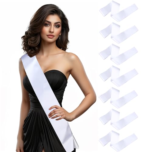 CIATBYYJ 8 Stück Weiße Schärpe,Leere Scherpe Beschriften,DIY Individuelle Satin Schärpe,Blank Satin Schärpen Deko,Blank Schärpe Bride für Hochzeit Party Geburtstag CIATBYYJ 8 Stück Weiße Schärpe,Leere Scherpe Beschriften,DIY Individuelle Satin Schärpe,Blank Satin Schärpen Deko,Blank Schärpe Bride für Hochzeit Party Geburtstag von CIATBYYJ