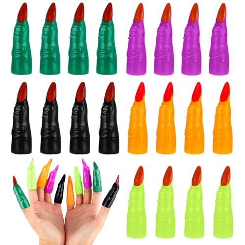 Halloween-Hexenfinger, bunte Fingerzeiger zum Lesen von Kindern, 5 Farben, Kunststoff, künstliche Fingerkrallen, Nägel für Halloween, Hexe, Cosplay, Maskerade, Kostüm, Party-Dekorationen, 20 Stück Halloween-Hexenfinger, bunte Fingerzeiger zum Lesen von Kindern, 5 Farben, Kunststoff, künstliche Fingerkrallen, Nägel für Halloween, Hexe, Cosplay, Maskerade, Kostüm, Party-Dekorationen, 20 Stück von CIATBYYJ